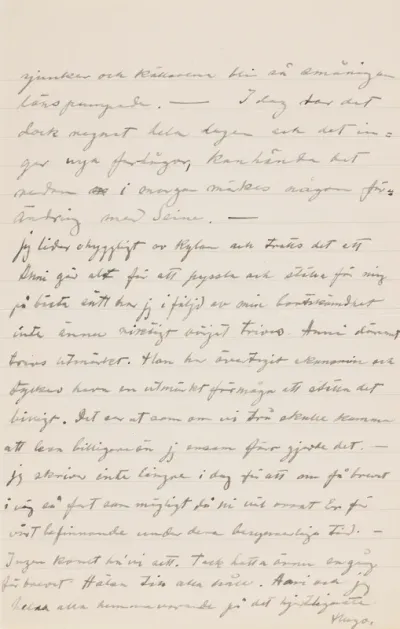 Hugo Simberg’s letter to Niclas Eduard Simberg 2.2.1910