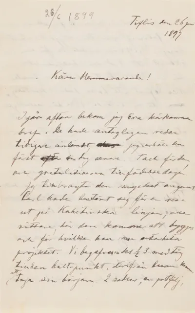 Hugo Simberg’s letter to Niclas Eduard Simberg 26.6.1899