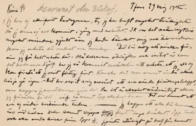Hugo Simberg’s letter to Niclas Eduard Simberg 29.5.1905