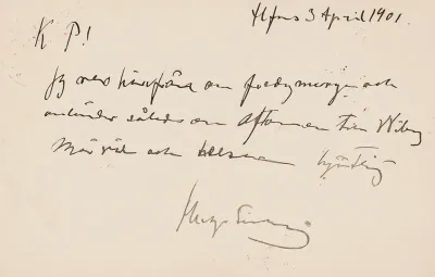 Hugo Simberg’s letter to Niclas Eduard Simberg 3.4.1901