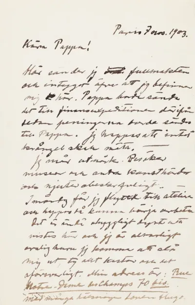 Hugo Simberg’s letter to Niclas Eduard Simberg 7.11.1903