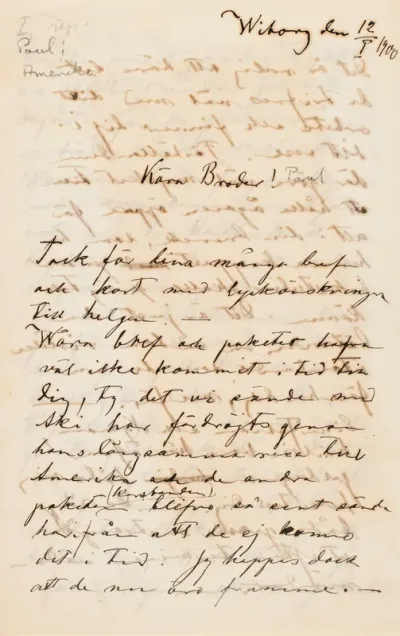 Hugo Simberg’s letter to Paul Simberg 12.1.1900