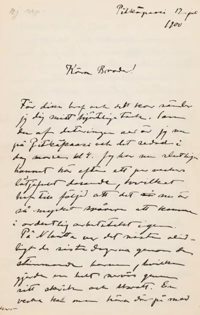 Hugo Simberg’s letter to Paul Simberg 12.-13.7.1900
