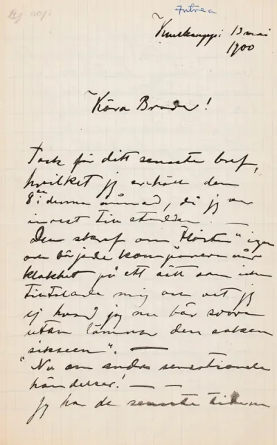 Hugo Simberg’s letter to Paul Simberg 13.5.1900