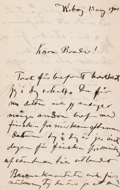 Hugo Simberg’s letter to Paul Simberg 13.8.1901