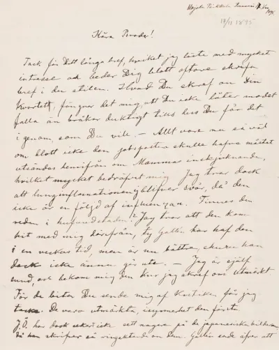 Hugo Simberg’s letter to Paul Simberg 17.11.1895