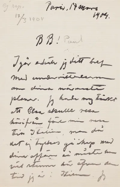 Hugo Simberg’s letter to Paul Simberg 17.3.1904