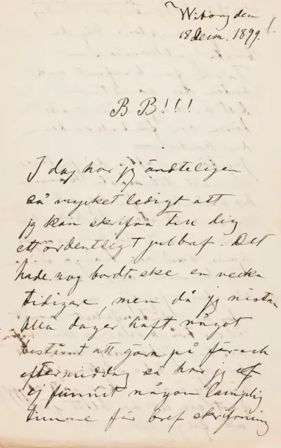 Hugo Simberg’s letter to Paul Simberg 18.12.1899