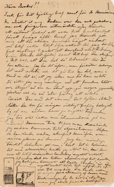 Hugo Simberg’s letter to Paul Simberg 20.9.1895 (?)