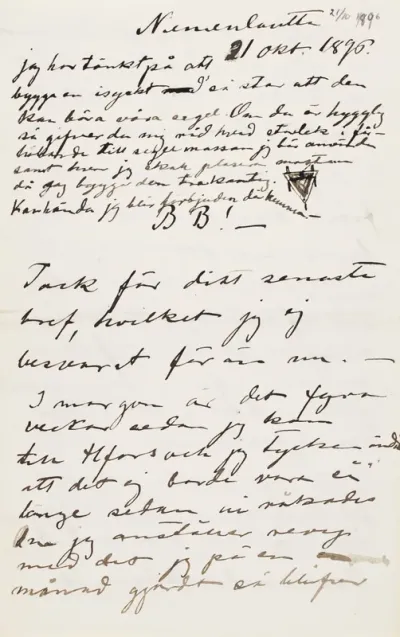 Hugo Simberg’s letter to Paul Simberg 21.10.1896