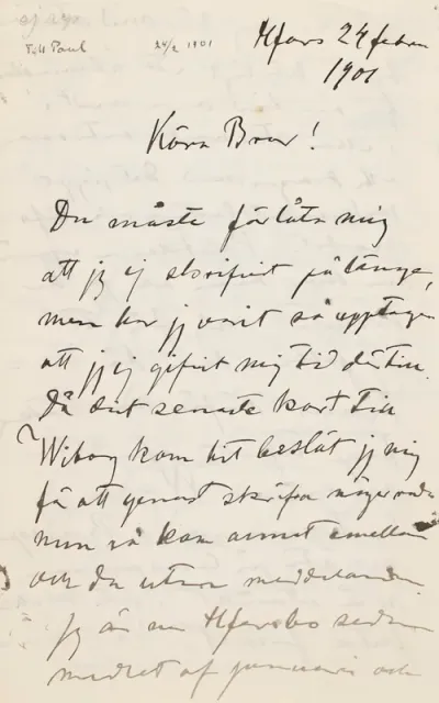 Hugo Simberg’s letter to Paul Simberg 24.2.1901