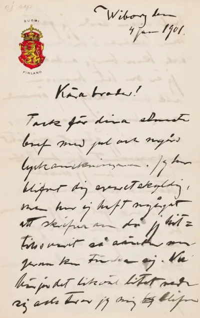 Hugo Simberg’s letter to Paul Simberg 4.1.1901