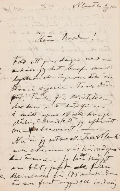 Hugo Simberg’s letter to Paul Simberg 6.6.1901