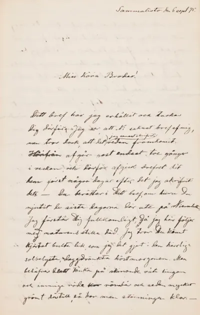 Hugo Simberg’s letter to Paul Simberg 6.9.1895