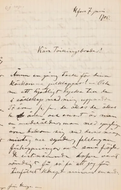 Hugo Simberg’s letter to Paul Simberg 7.6.1900