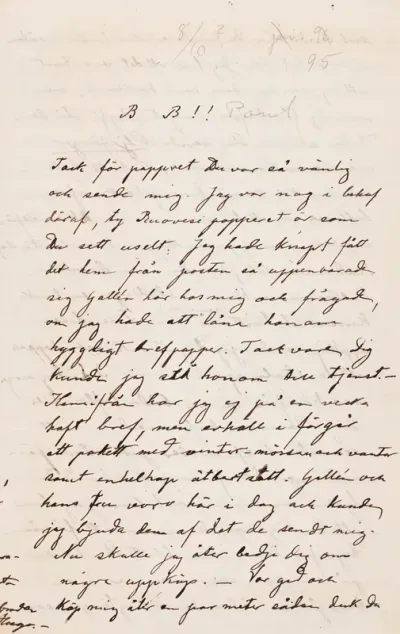 Hugo Simberg’s letter to Paul Simberg 8.19.1895 (?)