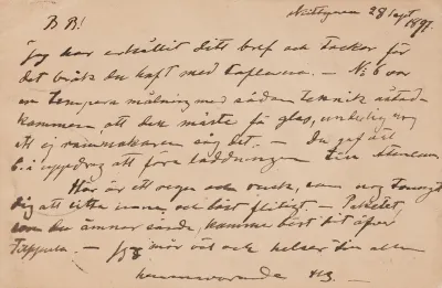 Hugo Simberg’s letter to Wolter Simberg 18.9.1897