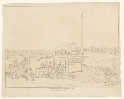 Huifkar in het militair kampement