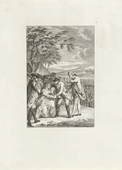 Huilende vrouw in een legerkamp