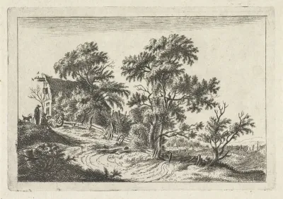 Huis aan een pad op een heuvel