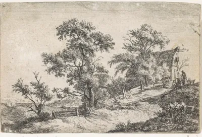 Huis aan een pad op een heuvel
