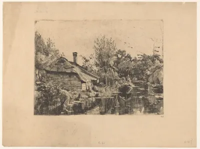 Huis aan een plas met twee boten in Giethoorn