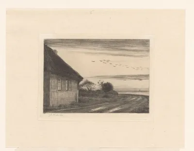Huis aan landweg aan water