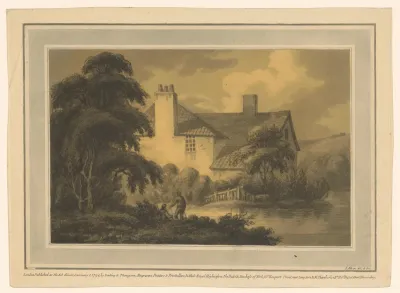Huis in een landschap met hengelaars