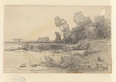 Huis langs een meer, mogelijk het Uddelermeer