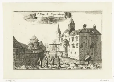 Huis of kasteel met ophaalbrug te Rhijnenburgh