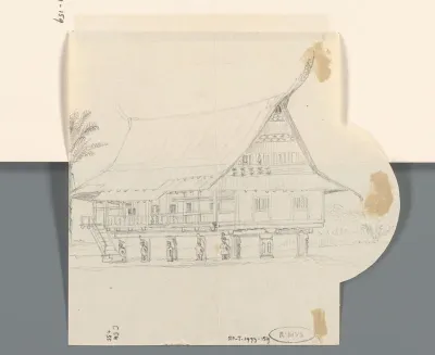 Huis op palen van Tondano, Noord-Celebes