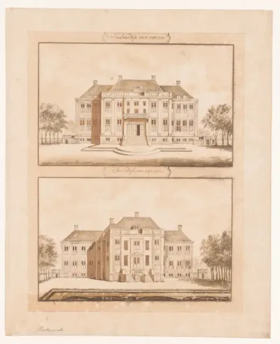 Huis Soestdijk, van voren en van achteren gezien