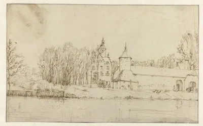 Huis te Zuilichem, gezien van de overzijde van de Waal