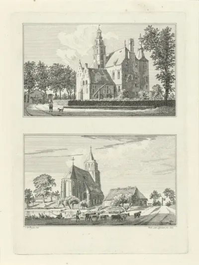 Huis Zevenaar en de kerk te Zevenaar