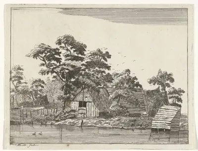 Huizen aan een vijver