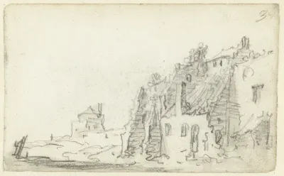 Huizen bij de stadsmuur van Kleve