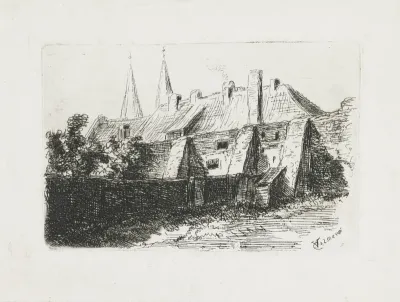 Huizen bij een stadsmuur