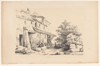 Huizen in een rotsachtig landschap