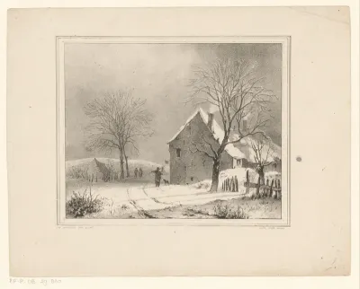 Huizen in sneeuwlandschap
