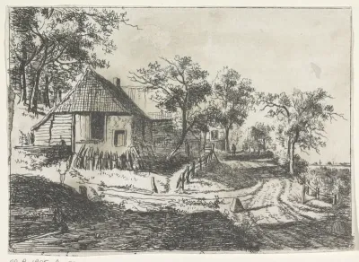 Huizen langs een landweg
