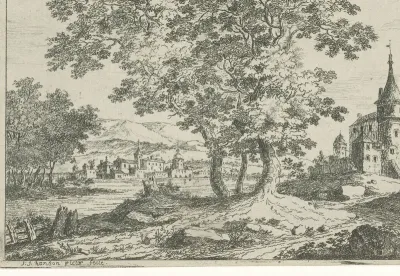Huizen met torens aan een rivier