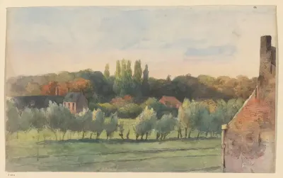Huizen tussen bomen