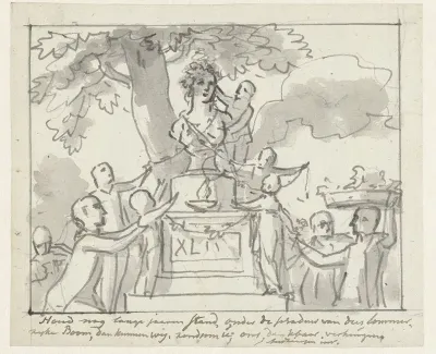 Huldiging van de portretbuste van een jarige vrouw