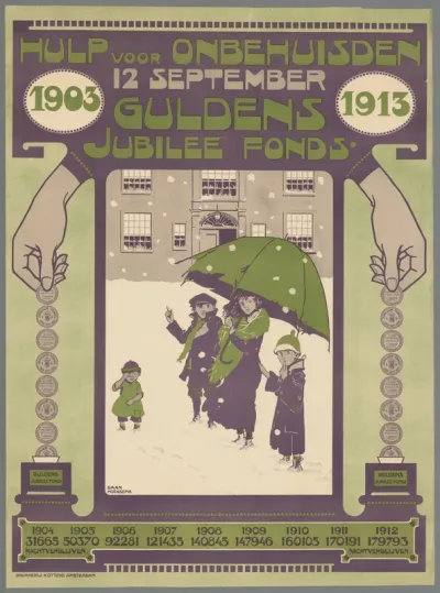 Hulp voor onbehuisden. 1903-1913. Guldens Jubilee Fonds.