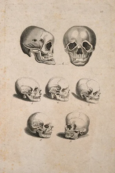 Human skulls: seven figures