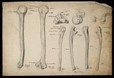 Humerus and ulna bones: ten figures