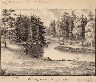 Humppila Woodlands, original drawing for Finland Depicted in Drawings