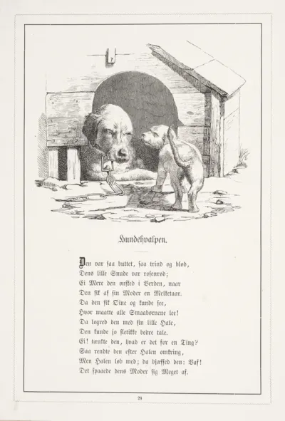 Hundehvalpen. Illustration til H.V. Kaalund, "Fabler for Børn"
