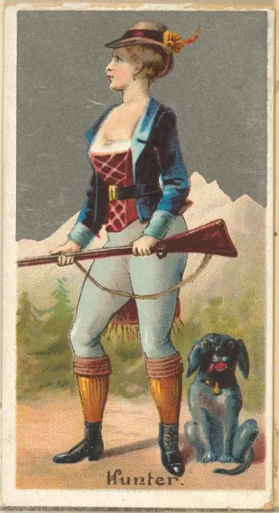 Hunter, from the Occupations for Women series (N166) for Old Judge and Dogs Head Cigarettes