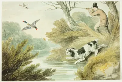 Hunter with Retriever